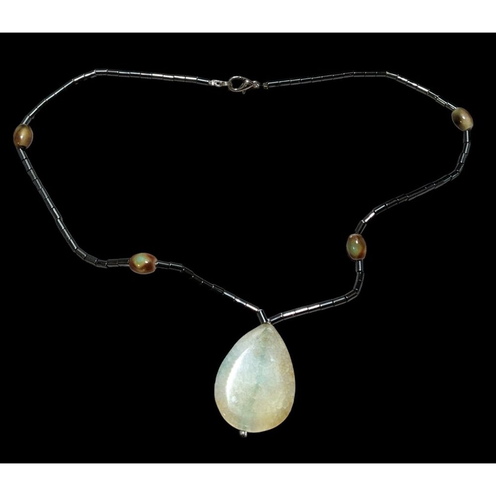 Hematite Agate Teardrop Necklace - image 1